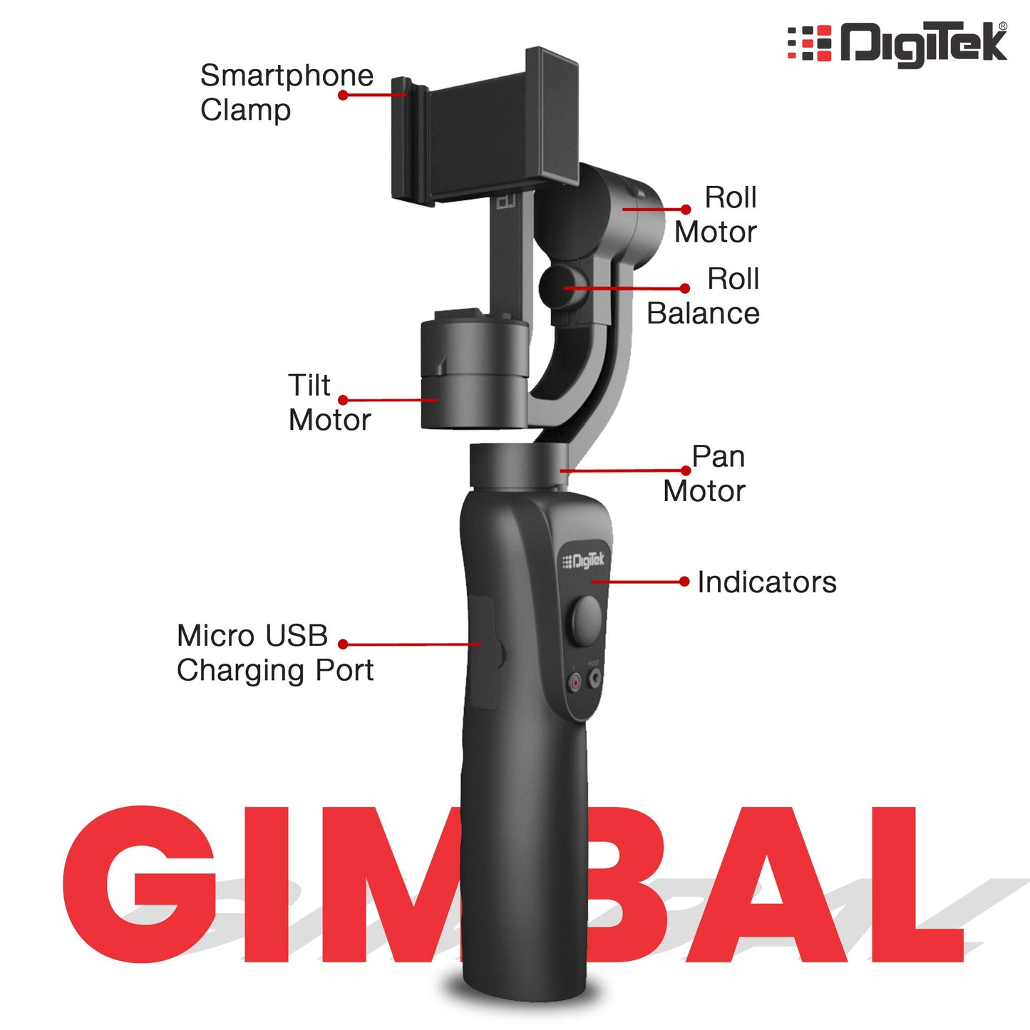 DIGITEK 3-Axis Handheld Gimbal Stabilizer