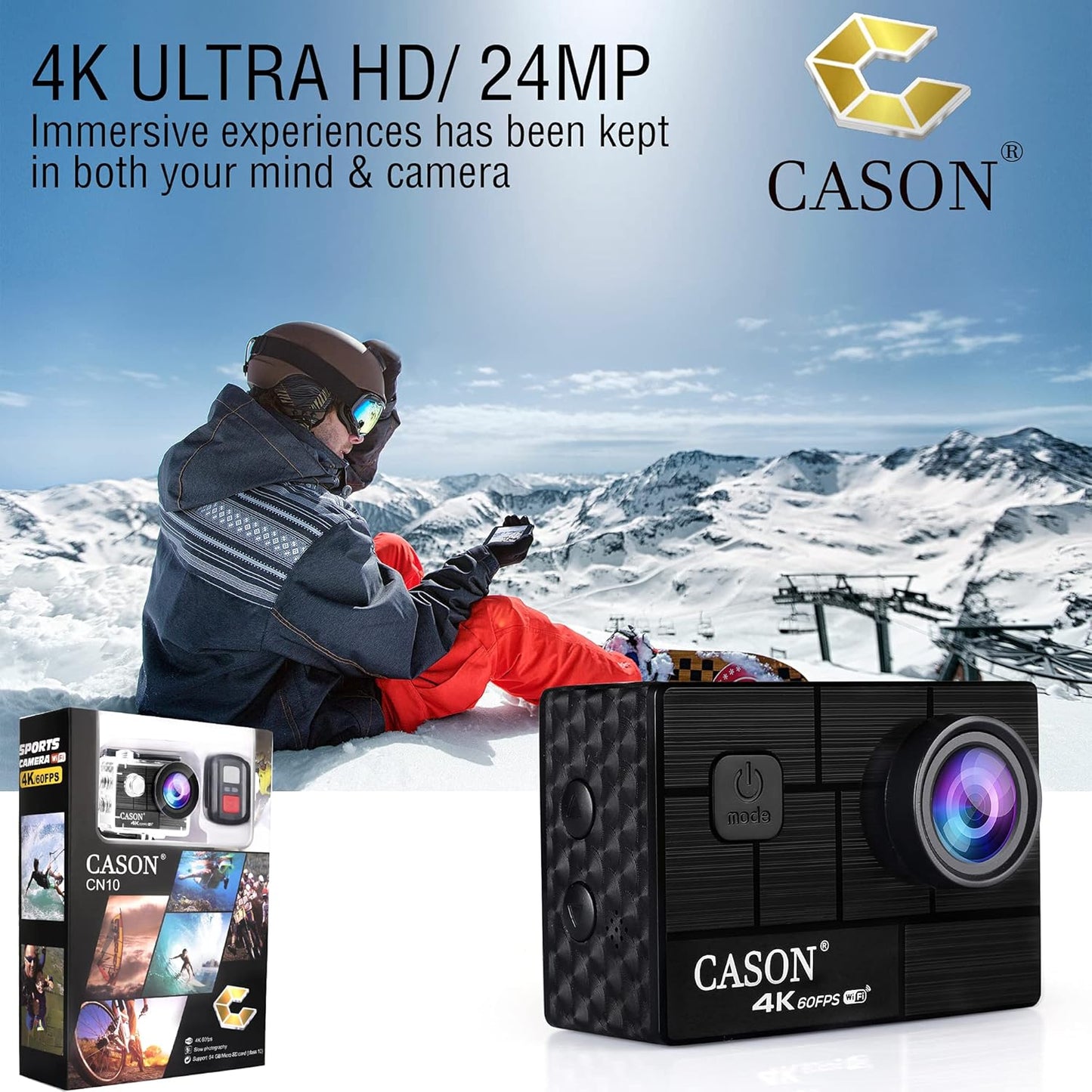 CASON CN10 4K 60fps HD 24MP Action Camera